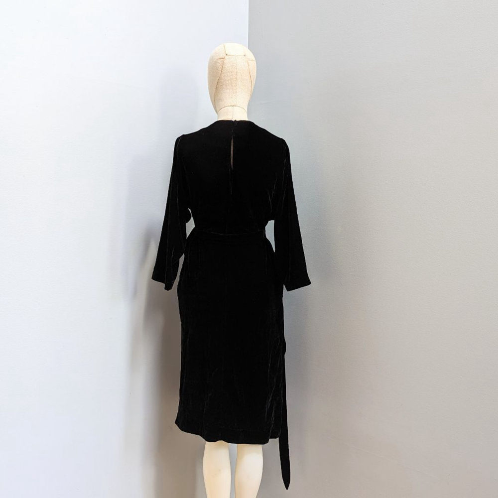 Heidi Merrick Long Sleeve Velour Dress Xs Black — image 2 of 8